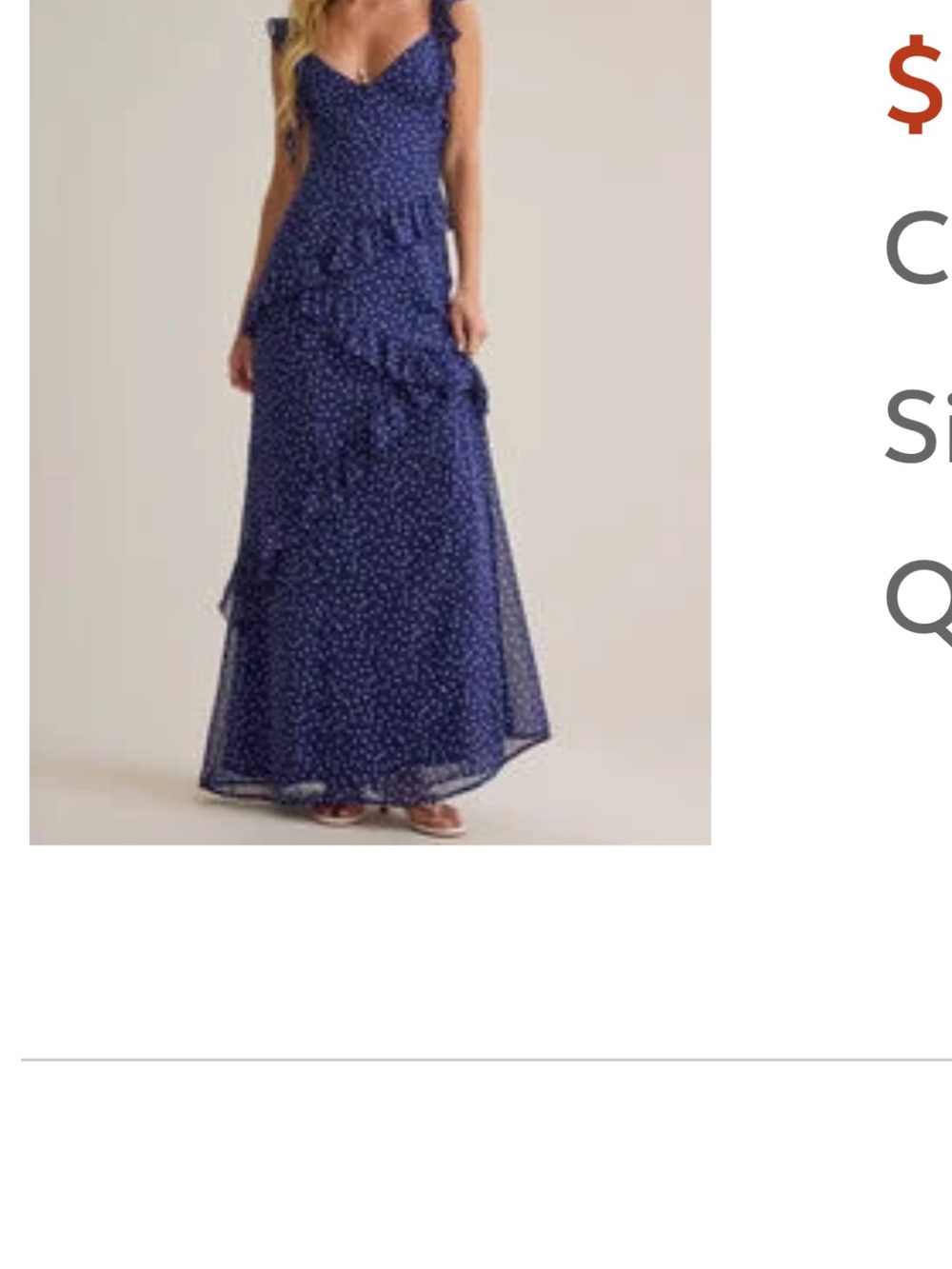 Altar'd State Navy Polka Dot Ruffle Maxi Skirt